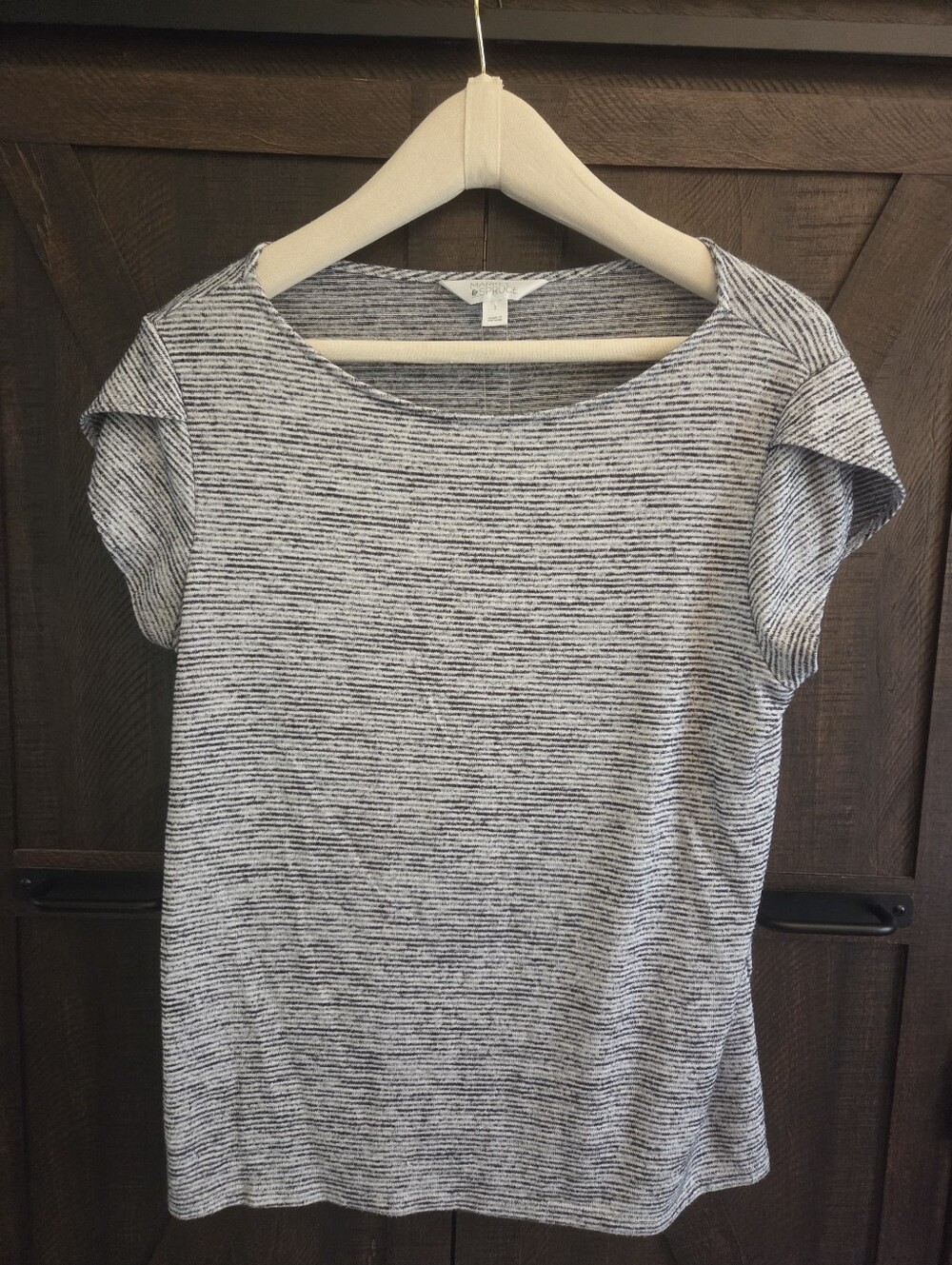 Market & Spruce Heathered Gray Short Sleeve Knit Top